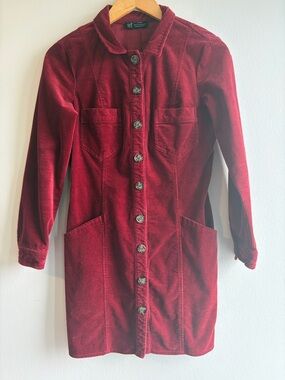 Zara TRF Corduroy Button-Up Jacket in Wine Red